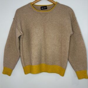 UGG Women's Beige Colourblock Crew Neck Sweater, Size Small